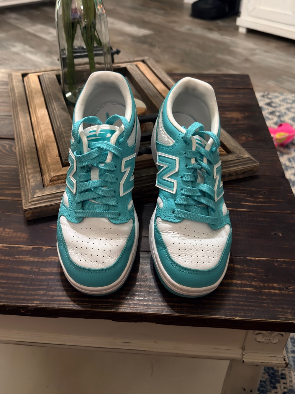 New Balance Aqua and White Women's Athletic Sneakers